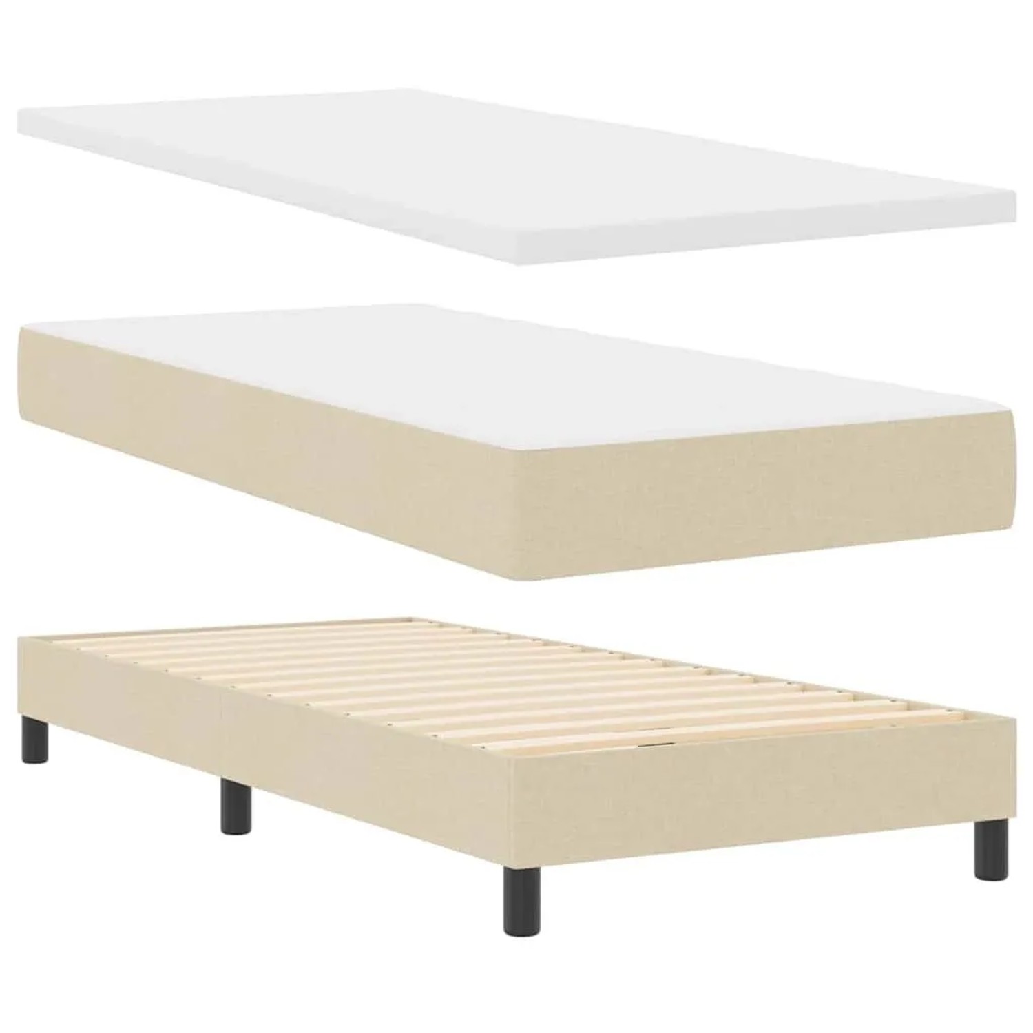 vidaXL Boxspringbett mit Matratze Creme 80 x 200 cm Stoff 3339994
