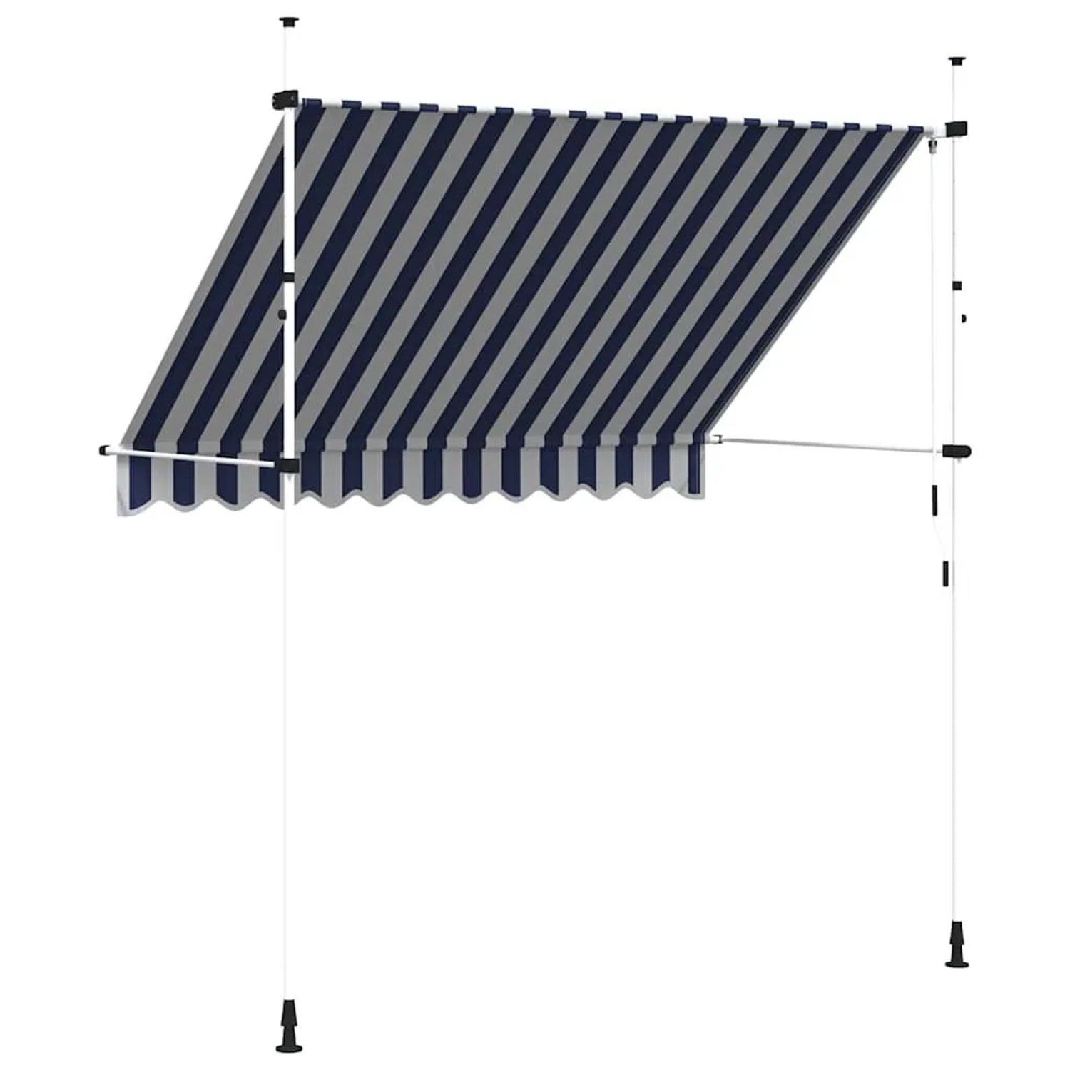 vidaXL Einziehbare Markise, blau-weiß gestreift, 250 cm breit, mit Handkurbel.
