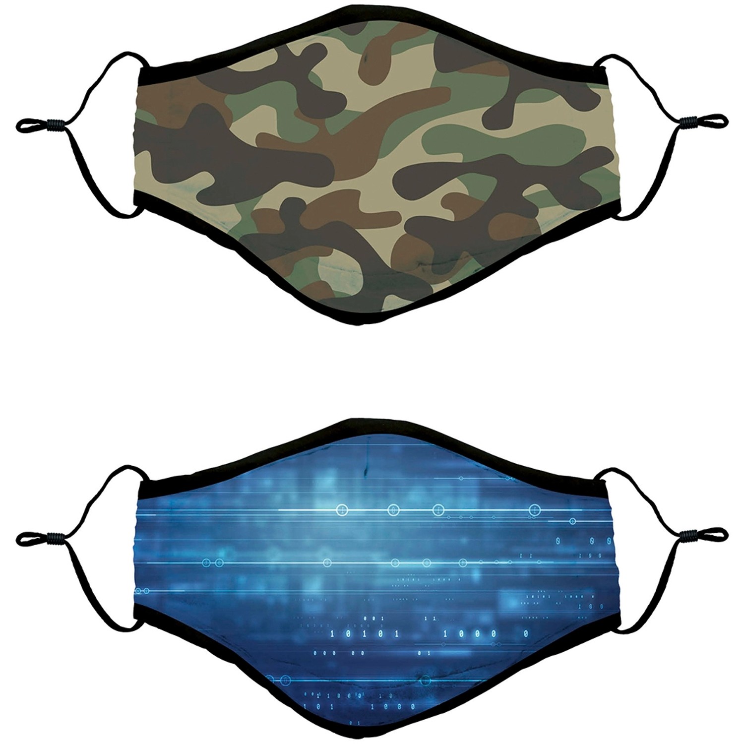 Mund-Nasen-Schutz 100% Baumwolle 2er-Set für Kinder Muster Camouflage, Tec