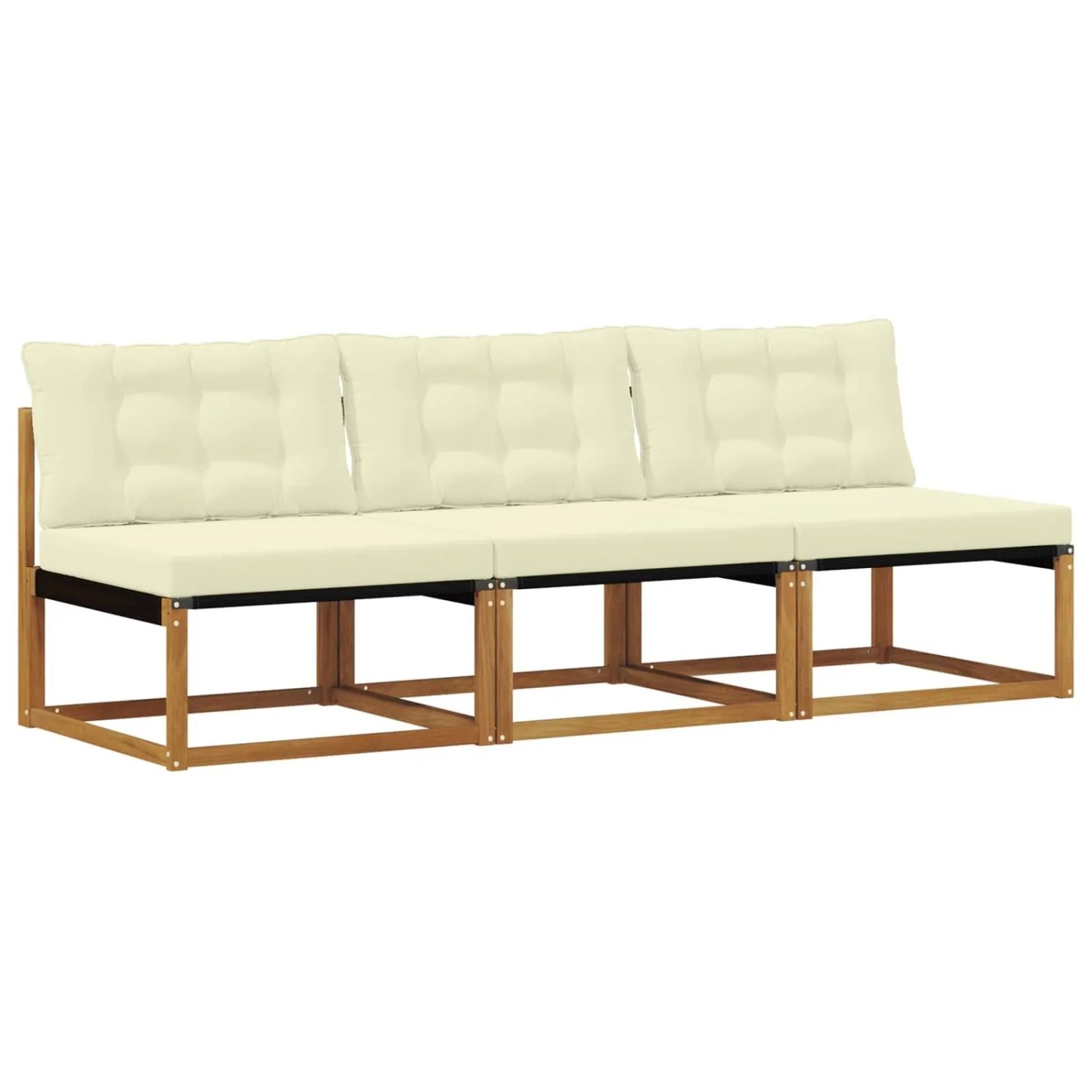 vidaXL 3 Stück Outdoor Mittelsofa Massivholz Akazie Natur 900645