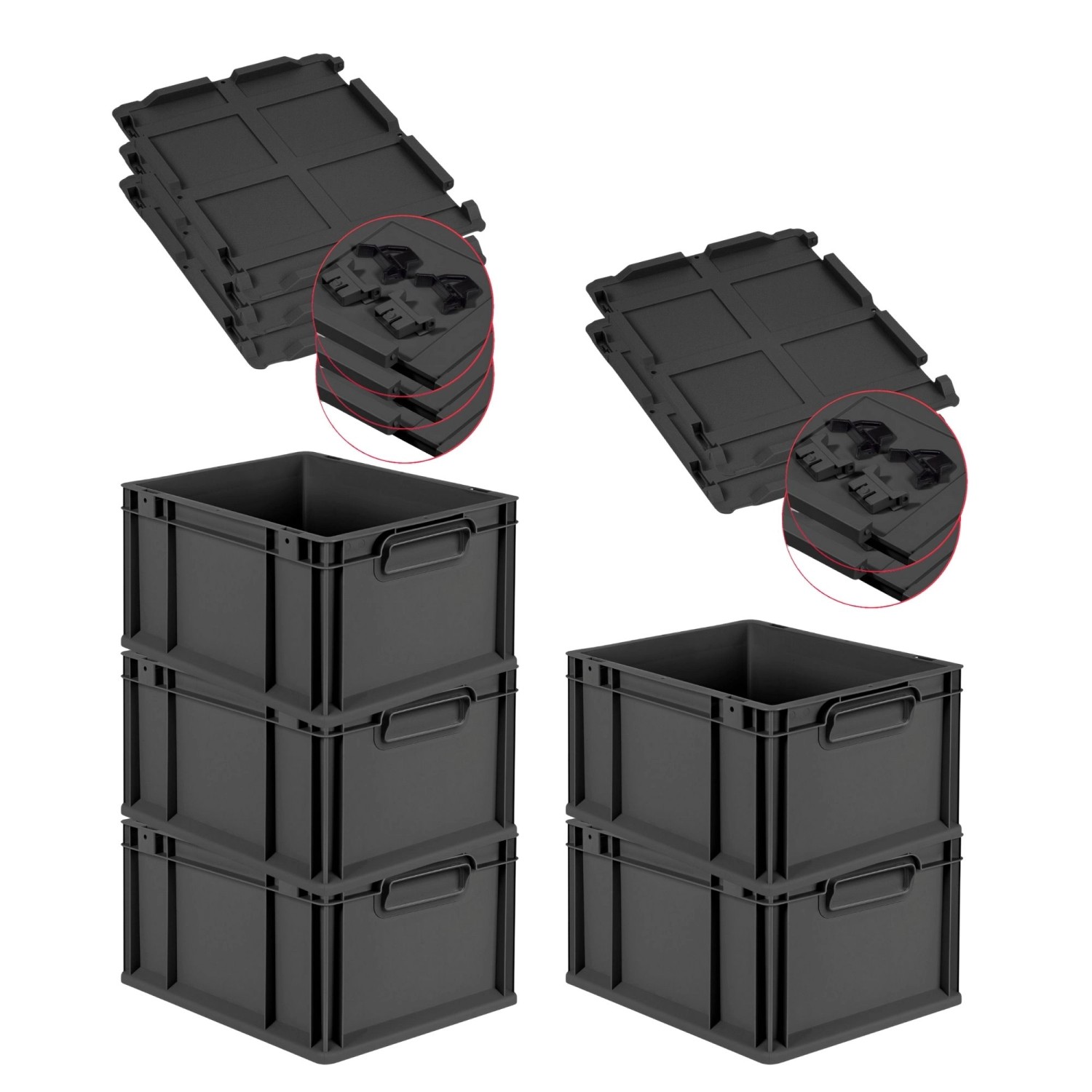 PROREGAL SuperSparSet 5x Eurobox Nextgen Grip Mit Scharnierdeckel Und Schwa günstig online kaufen