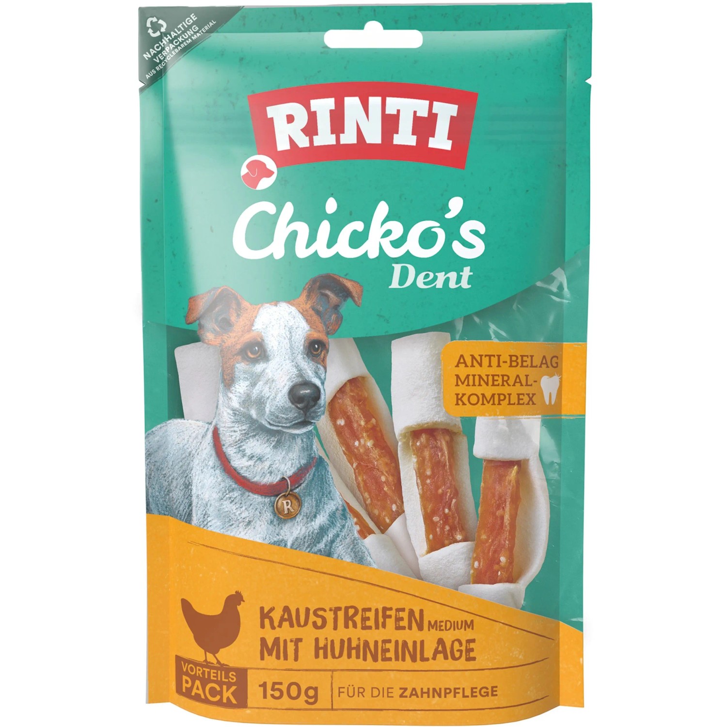 Rinti Hunde-Natursnacks Chicko Dent Medium Huhn 150 g