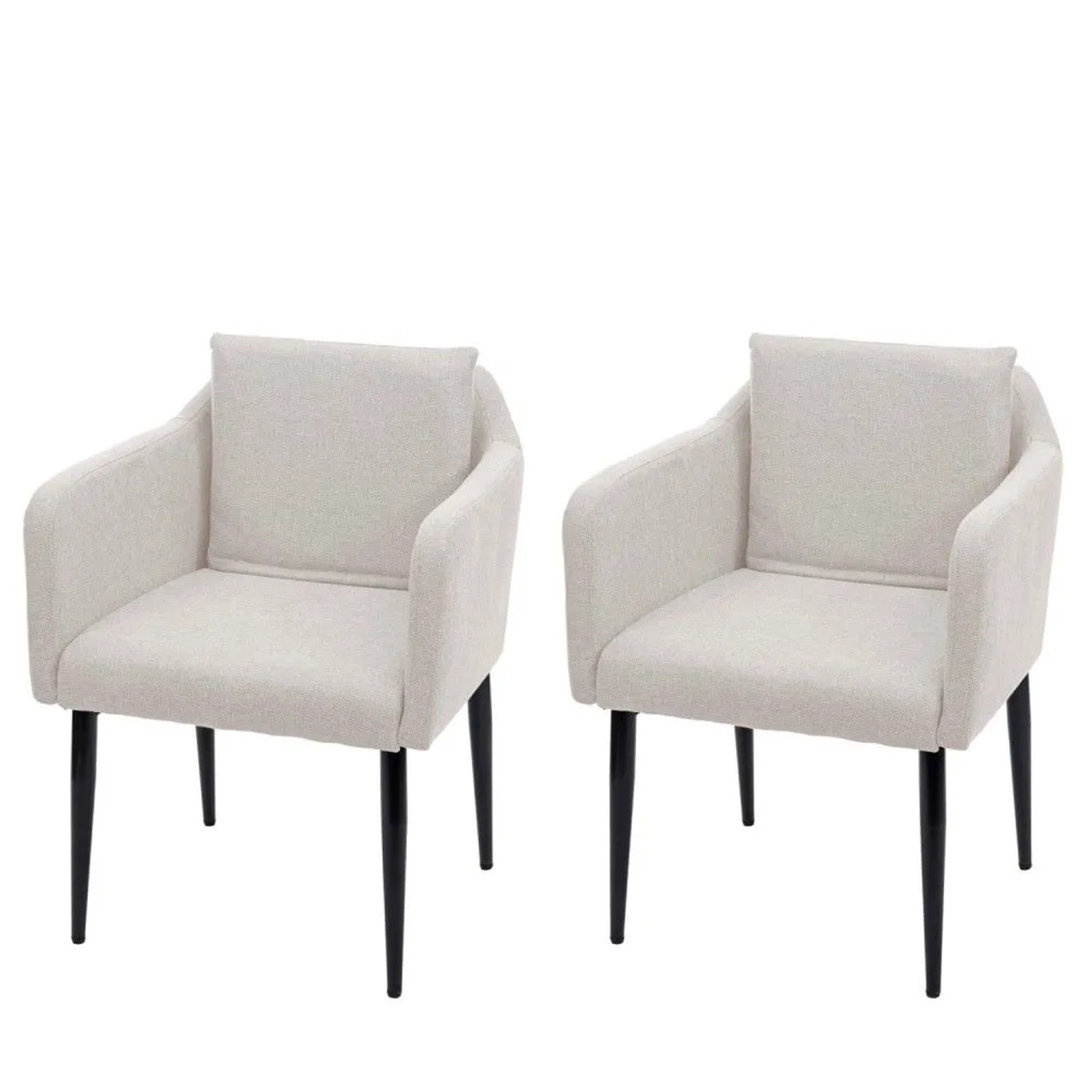 MCW Esszimmerstuhl H93 2er-Set Stoff/Textil Creme-Beige