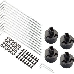 Montage-Set für Pavillon Granisle, 66-teilig mit Schrauben, L-Schlüssel, Bodennägeln und Kunststoffteilen.