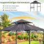Costway Grillpavillon mit Doppeldach Seitenregalen Flaschenöffner Dunkelgrau_4