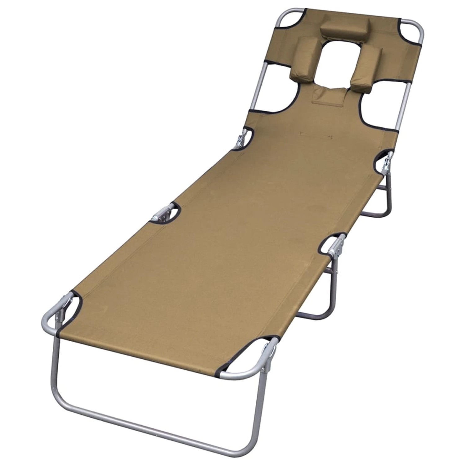 vidaXL Sonnenliege Klappbar Kopfkissen Verstellbare Rückenlehne Taupe 44296