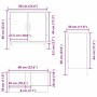 vidaXL Waschbeckenschrank, schwarz Eichen-Optik, Maße. Schema mit Maßen des Waschbeckenunterschranks.