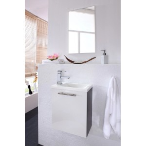 Posseik Waschplatz Alexo, 40 cm, Anthrazit-Weiß, 2-teilig mit Keramikwaschbecken und Unterschrank.