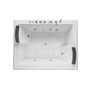 Weißer Jet-Line XXL Whirlpool Babilon für 2 Personen mit Heizung und Unterwasserbeleuchtung, Top-Ansicht.