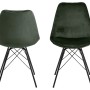 ebuy24 Erin Esszimmerstühle in Tannengrün mit schwarzem Metallgestell, Vorder- und Rückansicht.