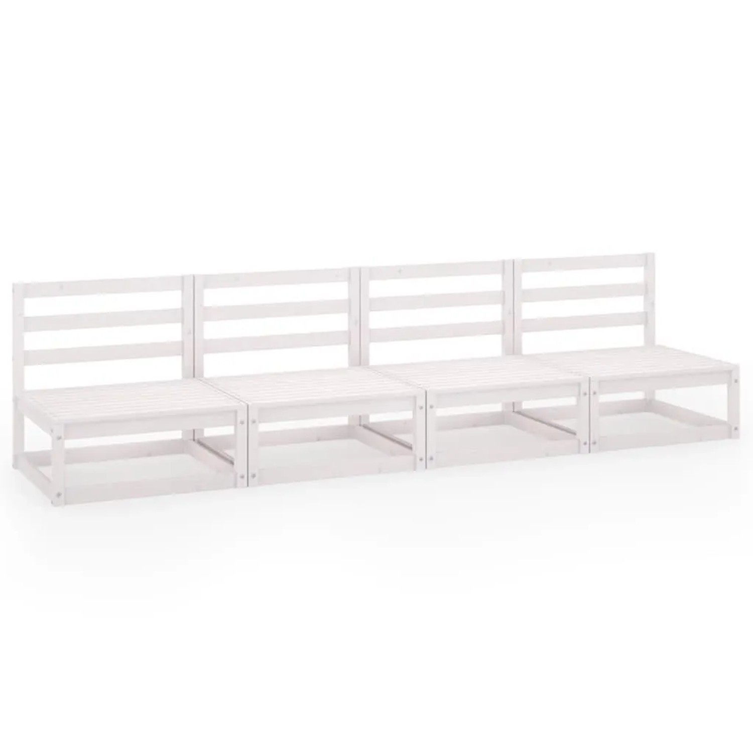 vidaXL Outdoor-Sofa 4-Sitzer Weiß Massivholz Kiefer 3075340