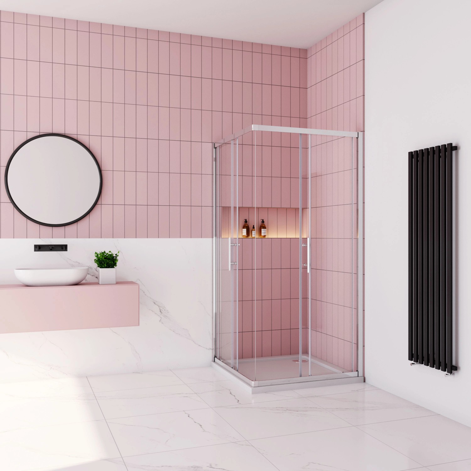 AICA Duschkabine Eckeinstieg, 110x110cm, mit Schiebetür aus 6mm Nano ESG Sicherheitsglas.