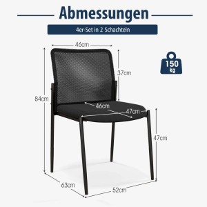 Costway Konferenzstühle 2er Set Stapelbare Besucherstühle Ohne Armlehnen
