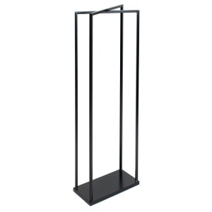 Schwarzes, schlankes Westmann Kaminholzregal Xavier aus Stahl, 40x20x120 cm.