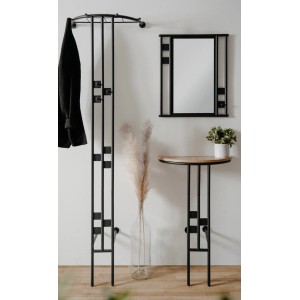 Furn.Design Garderoben-Set 3-teilig Schwarz Metall 130 cm mit Spiegel Kilby
