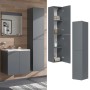 Vicco Badschrank Izan, grau, 37x172 cm. Badregal zur Wandmontage mit Stauraum.