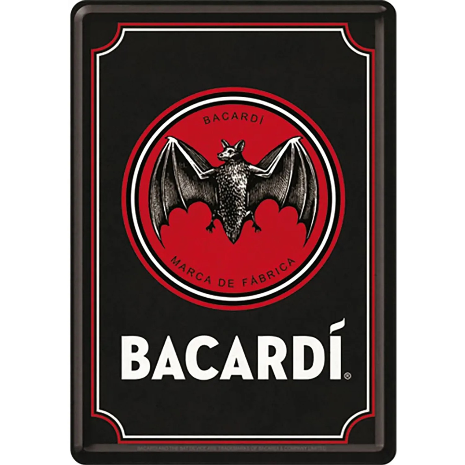 Nostalgic-Art Blechpostkarte Bacardi - Logo Black 10 cm x 14 cm