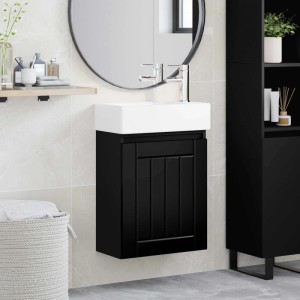 vidaXL Badezimmer Waschtischunterschrank mit Wasserhahn Schwarz 889492