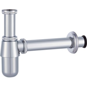 Verchromter Flaschensiphon 32 mm für Waschbecken, zur Geruchsverhinderung im Bad.
