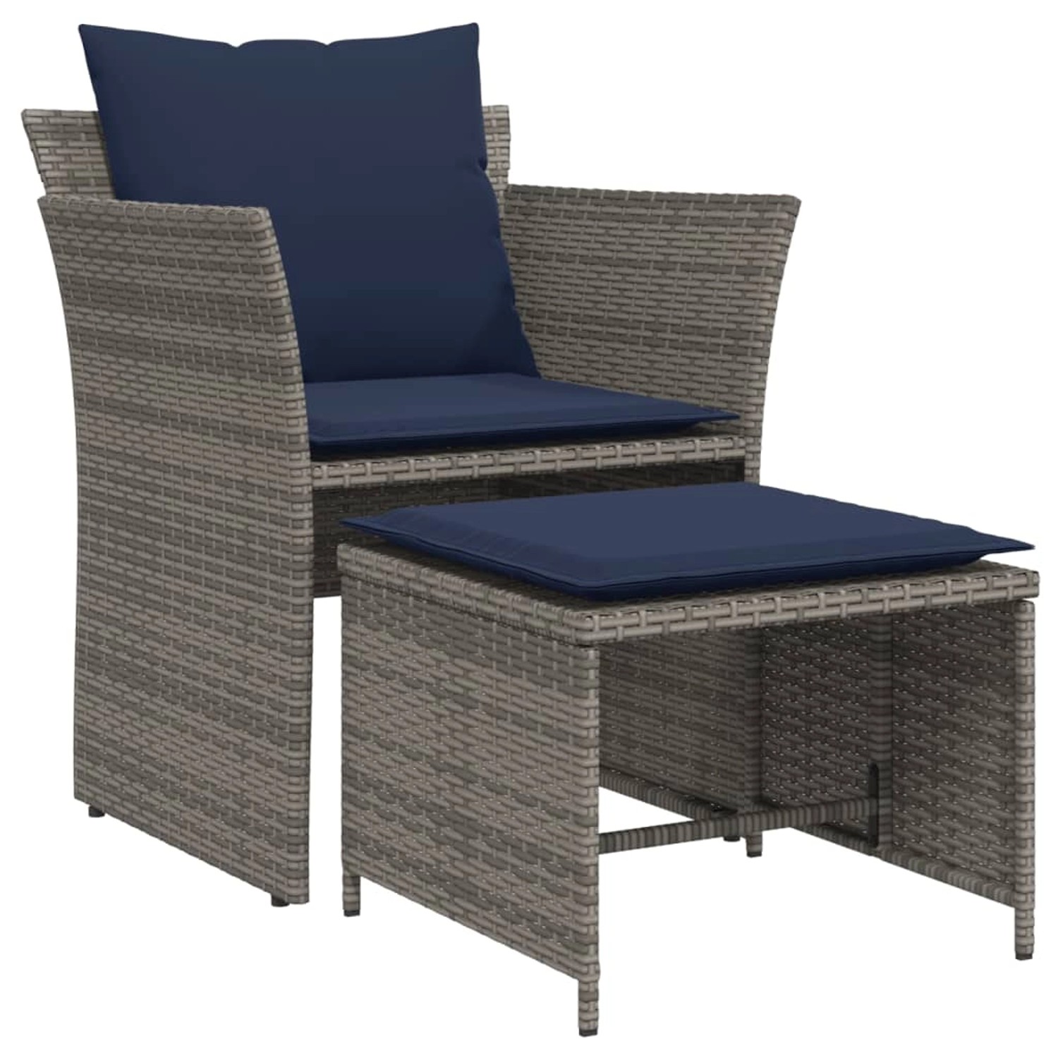 vidaXL Gartenstuhl mit Fußhocker Grau Poly Rattan 368623 günstig online kaufen