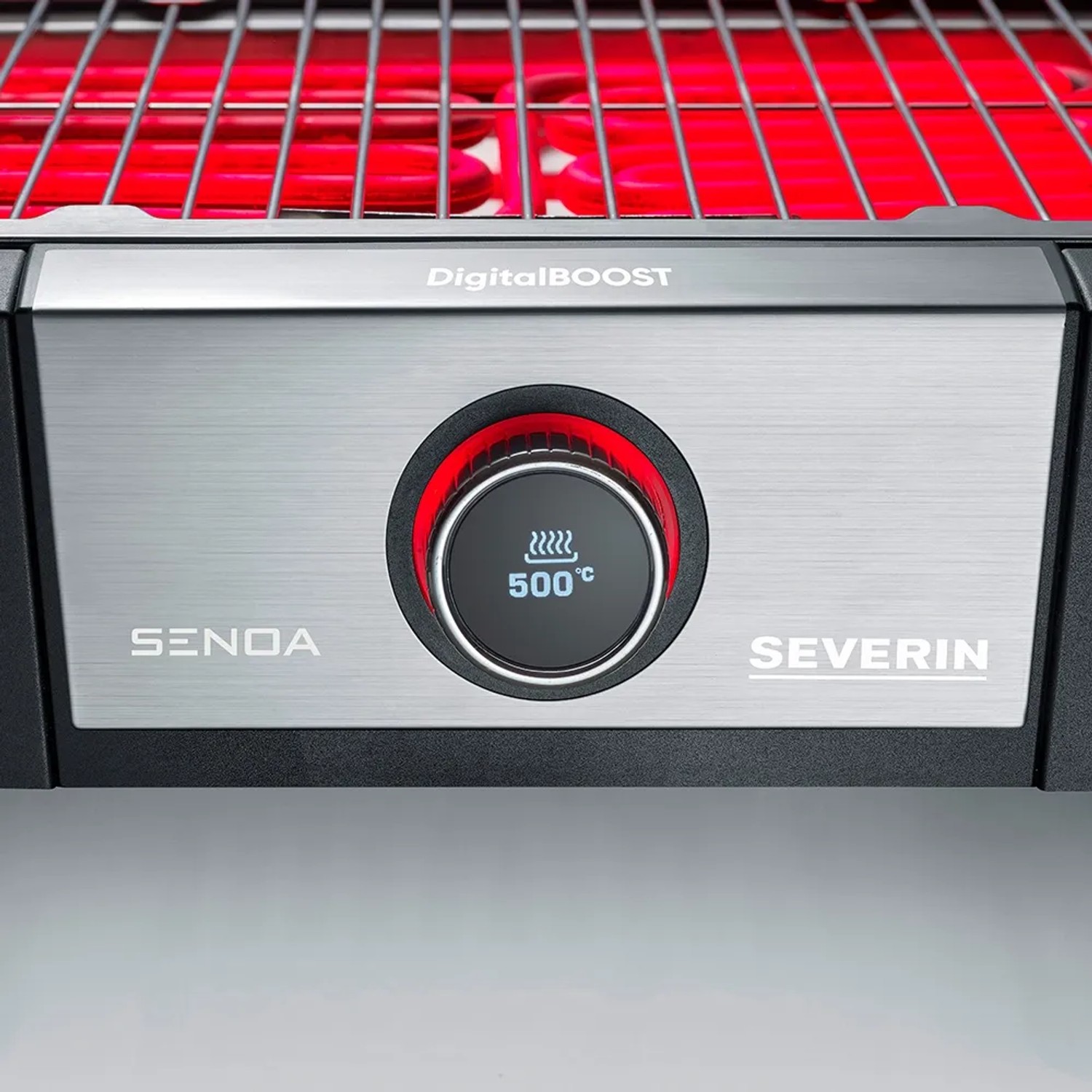 Detailaufnahme: Severin Tischgrill PG 8114 SENOA DigitalBOOST mit Temperaturregler und Digitalanzeige.