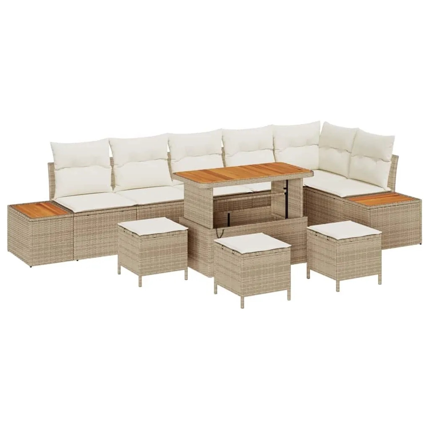 vidaXL Gartensofa-Set mit Kissen mit Speicher 10 Stk Beige Poly Rattan 3364 günstig online kaufen