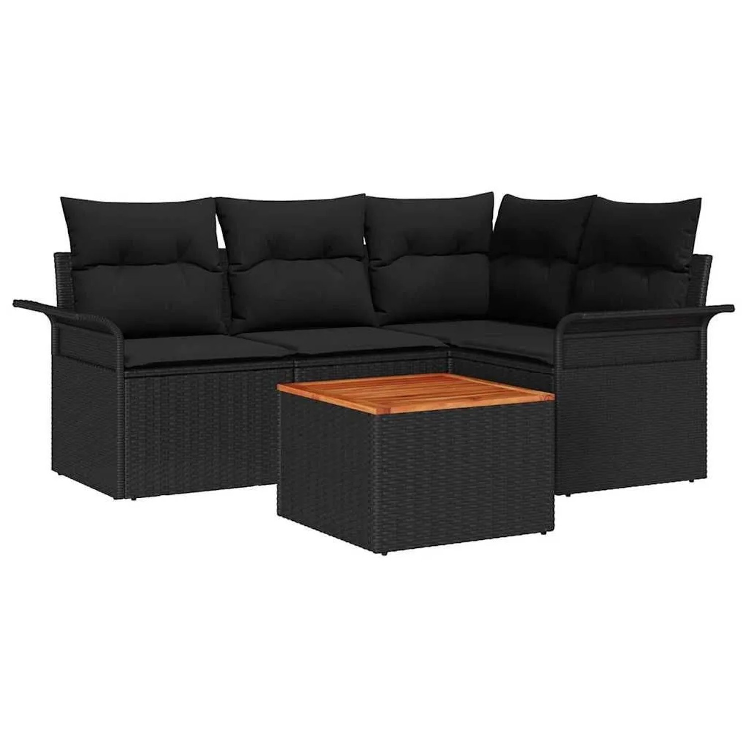 vidaXL Gartensofa-Set mit Speicher 5 Stk Schwarz Poly-Rattan 3355993