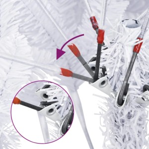 Detailaufnahme: Klappmechanismus des weißen, künstlichen Weihnachtsbaums.