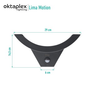 Oktaplex Lima LED Außenleuchte mit Bewegungsmelder, Warmweiß, IP54, Abmessungen