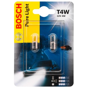 Bosch GLL Pure Light T4 W: 12V 4W Glühlampe für Autoelektrik, 2er-Pack.