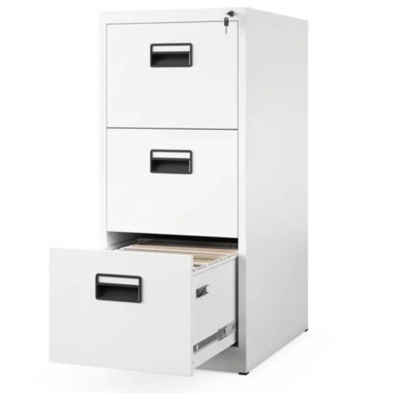 JAN NOWAK Hängeregisterschrank Abschließbar SARA 3 Schubladen 102 x 46 x 62 cm Weiß