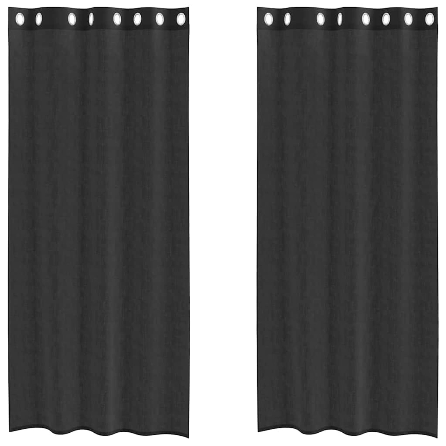 vidaXL Voile Vorhänge mit Ösen 2 Stk Schwarz 140x245 cm 4102062 günstig online kaufen