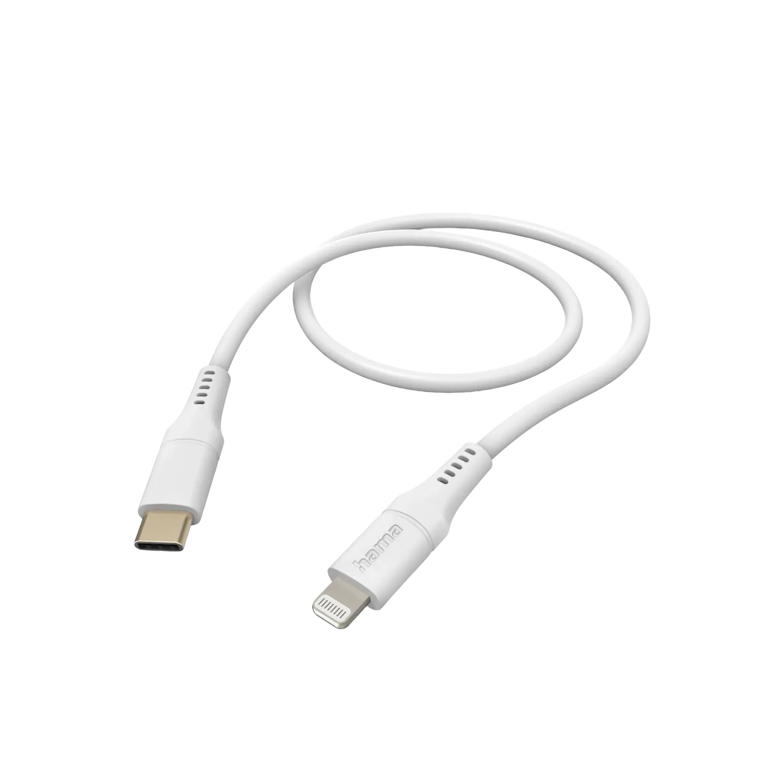 Hama Ladekabel Flexible USB-C Silikon Lightning für iPhone 1,5 m Weiß
