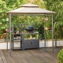 Siena Garden Grillpavillon BBQ, taupe, 244x127 cm, mit Ablagen und Doppeldach für optimalen Rauchabzug.