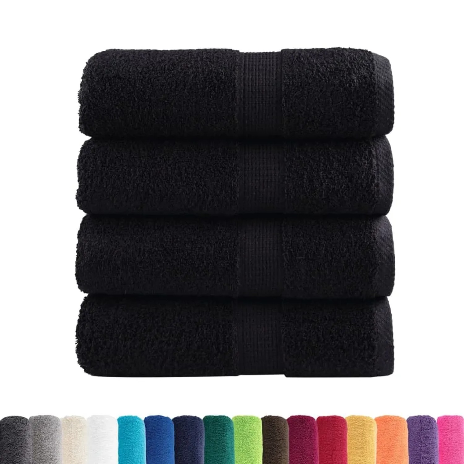 vidaXL Premium-Gästetücher SOLUND 4 Stk Schwarz 30x50 cm 600 g/m² 137423