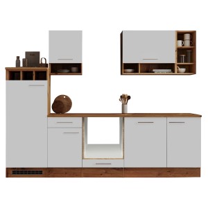 Respekta Küchenzeile Hilde LBBEKB280EWC, 280 cm, Weiß, ohne E-Geräte. Einbauküche mit Ober- und Unterschränken.