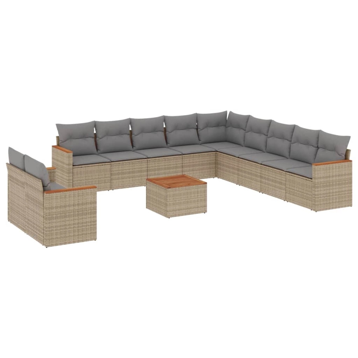 vidaXL 12-Tlg Garten-Sofagarnitur mit Kissen Beige Poly Rattan 3226136 günstig online kaufen