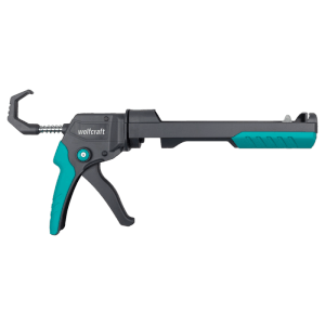 wolfcraft Kartuschenpresse MG 400 in Grau/Türkis. Ergonomisches Werkzeug für Silikon, Acryl und Klebstoff.