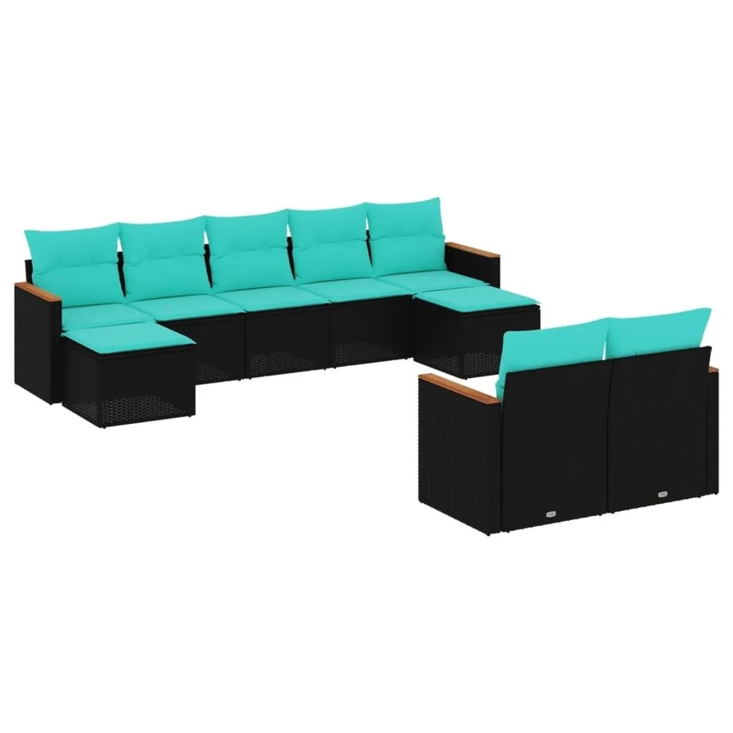 vidaXL 9-Tlg Gartensofa-Set mit Kissen Schwarz Polyrattan 3226400 günstig online kaufen
