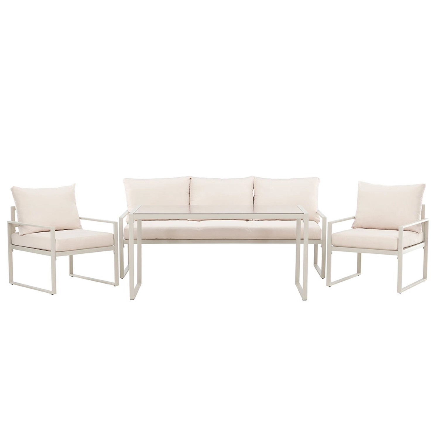 ebuy24 Catania Loungeset 1 Esstisch 1 Sofa 2 Stühle Beige Tisch cm H67xB70x günstig online kaufen
