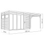 Illustration des Bertilo Elementgartenhaus Cubus 3 Office Lounge aus Holz mit Maßen.