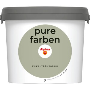 Eimer Alpina Pure Farben Wandfarbe Eukalyptusgrün, matte Innenfarbe.