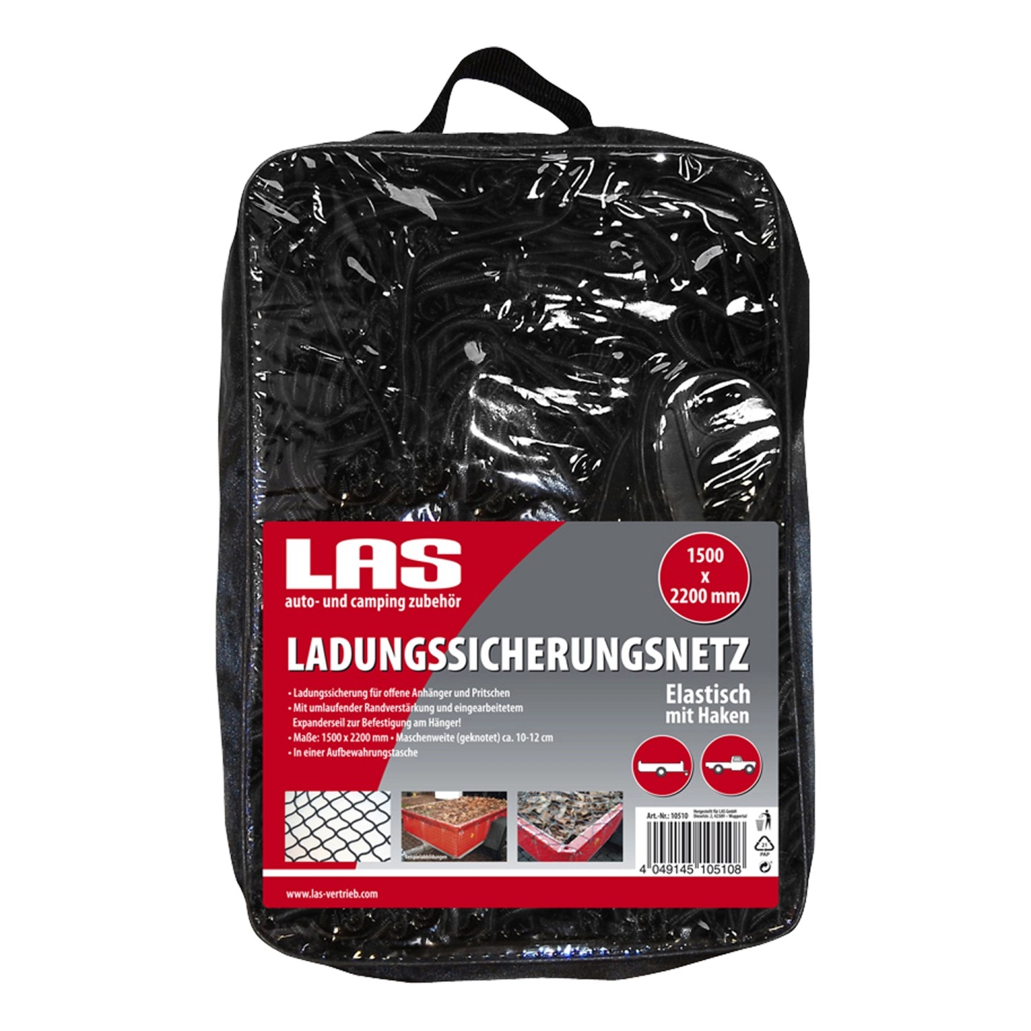 Zurrnetz Ladungssicherungsnetz für Anhänger 1,50 m x 2,20 m