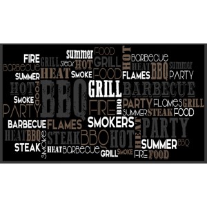 BBQ Matte "BBQ Party" 67x120cm mit Grill-Motiven für die Grill-Saison.