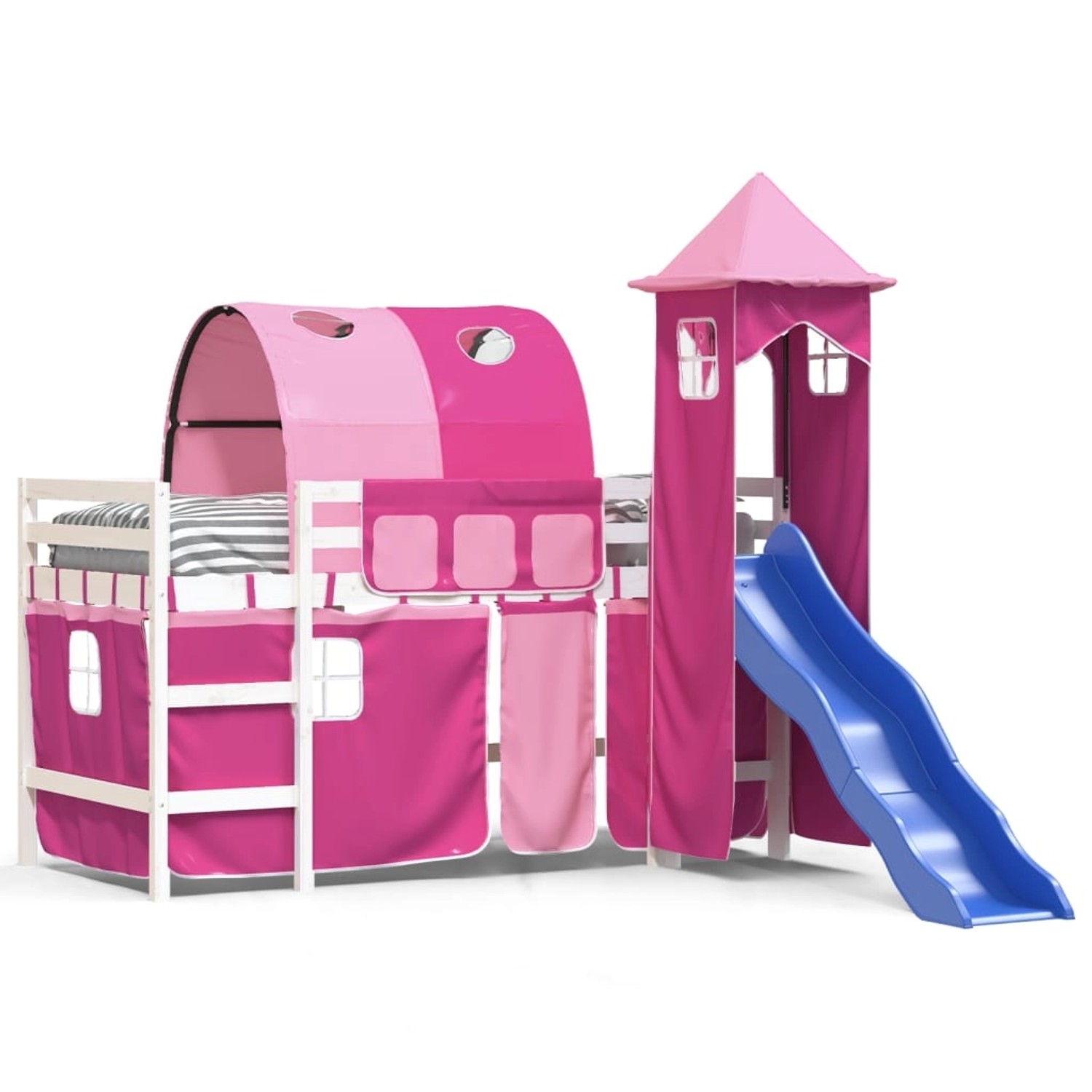 vidaXL Kinderhochbett mit Turm Rosa 80x200 cm Massivholz Kiefer1929841 günstig online kaufen