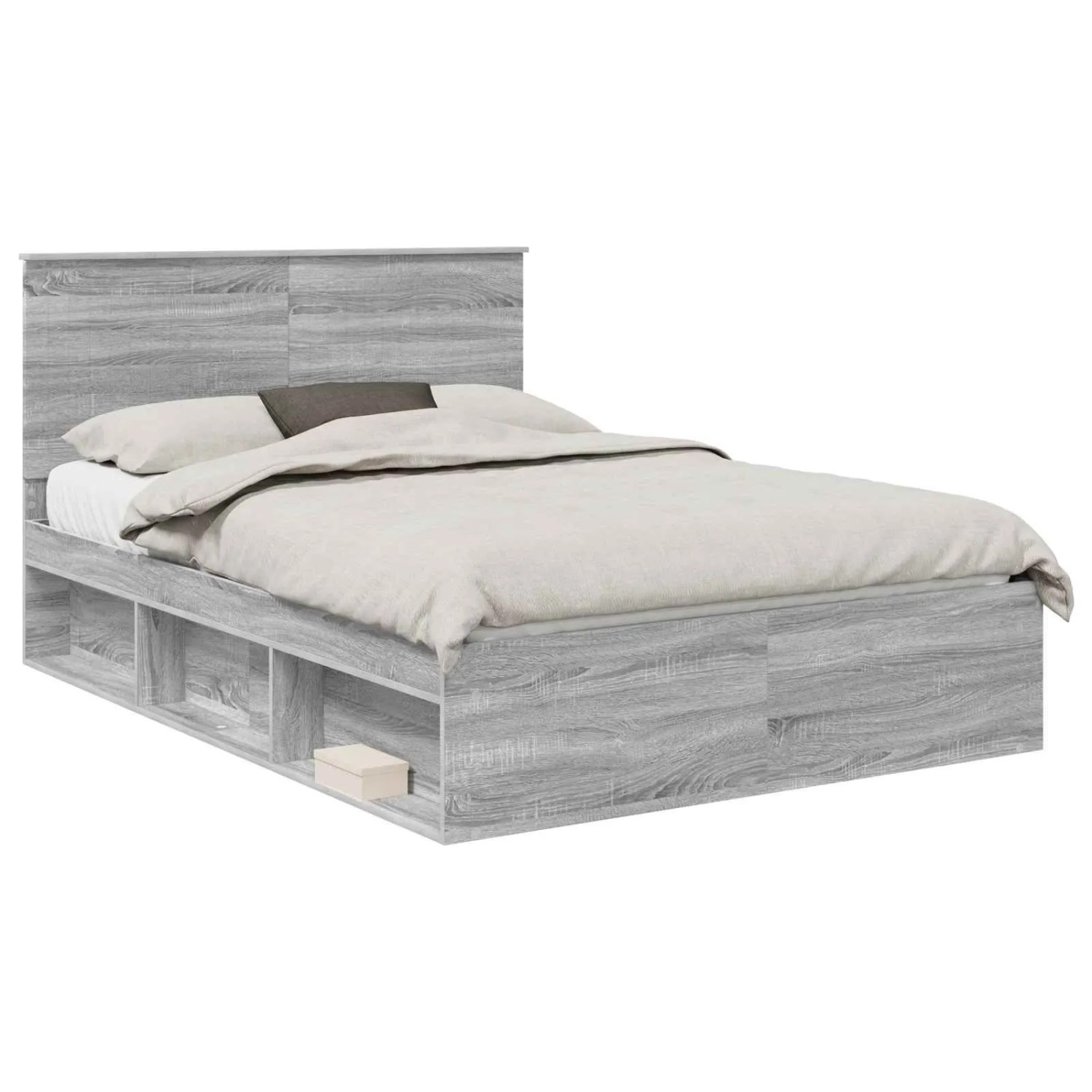 vidaXL Bettrahmen Grau Sonoma 140 x 200 cm Massives Kiefernholz 3411006