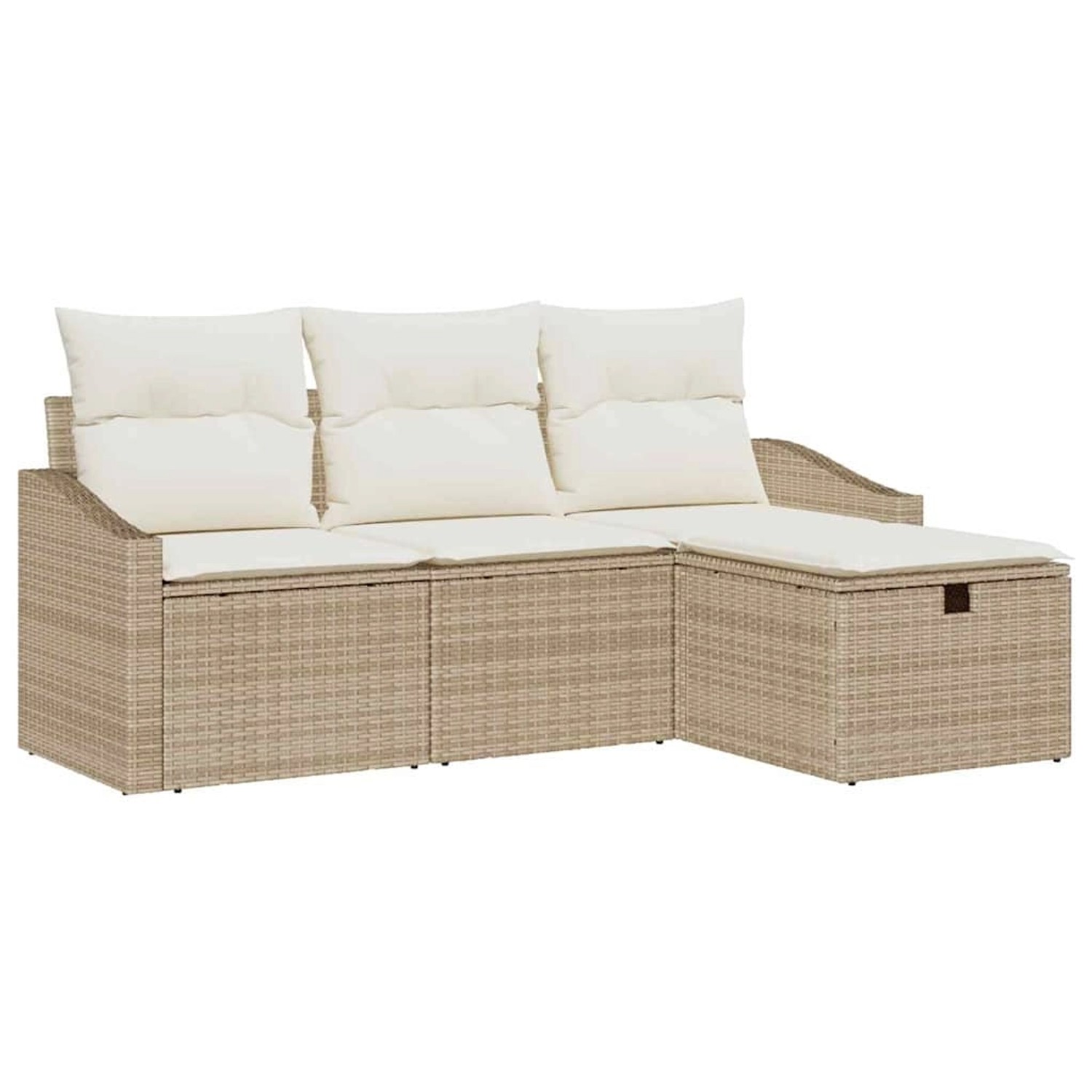 vidaXL Garten-Sofa-Set mit Kissen mit Speicher 4-Tlg Beige Poly Rattan 3360 günstig online kaufen