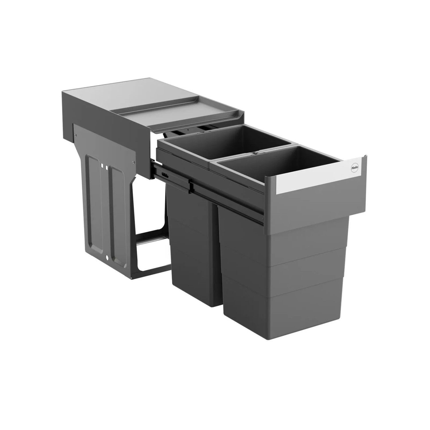 HAILO Abfallsammler Mülleimer Tandem 2x 13L Vollauszug Dunkelgrau 3666901