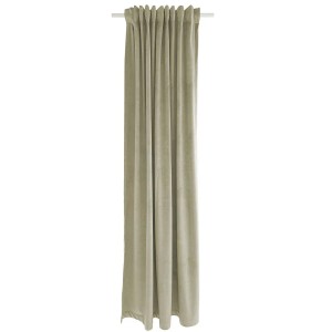 Blickdichter, beiger Fenstervorhang Velia Ecru mit verdeckten Schlaufen und Universalband.