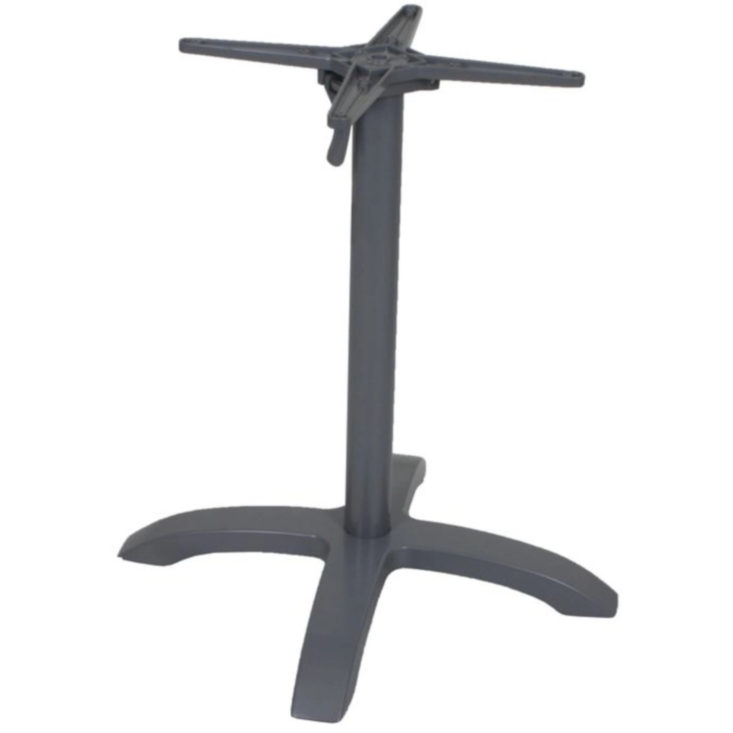 Silbernes 4-Fuß Tischgestell Picos aus Aluminium für Gartentische, klappbar und höhenverstellbar.